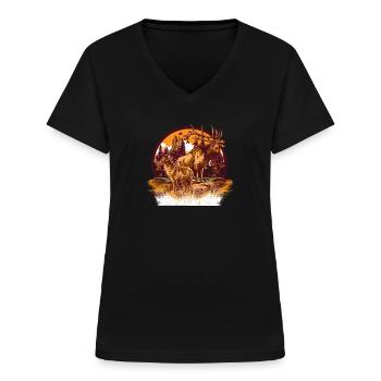 Hunting - Women's V-neck T-shirt - black - Front - Lela (165cm)