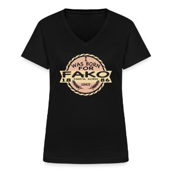 Born For Korn Dorfkinder Spruch Fako Landwirt - Frauen-T-Shirt mit V-Ausschnitt - Schwarz - Vorne - Lela (165cm)
