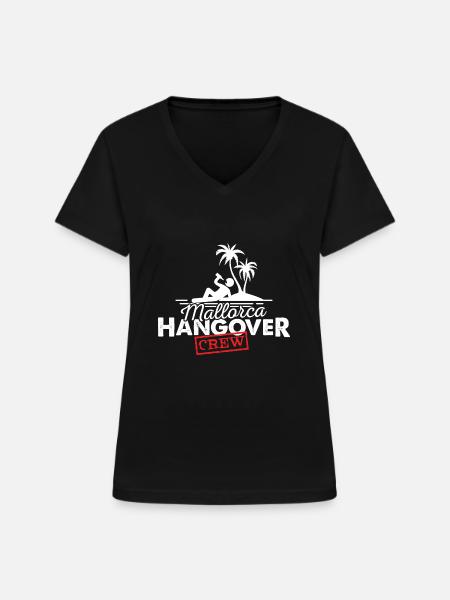 Mallorca Hangover Crew Malle - Frauen-T-Shirt mit V-Ausschnitt - Schwarz