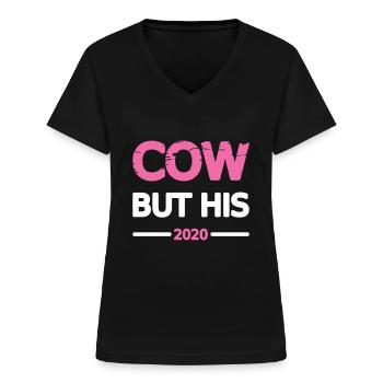 Zig Couple 2020 Woman Design Motif Grunge Vector - Women's V-neck T-shirt - black - Front - Lela (165cm)