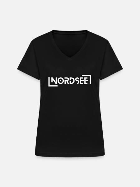 Nordsee - Frauen-T-Shirt mit V-Ausschnitt - Schwarz
