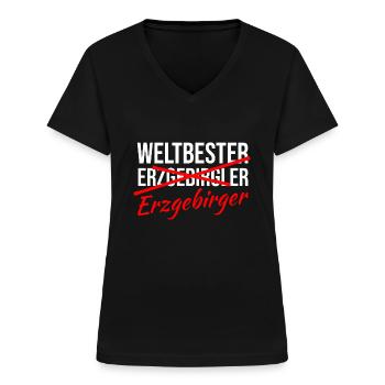 Nicht Erzgebirgler Erzgebirger - Frauen-T-Shirt mit V-Ausschnitt - Schwarz - Vorne - Lela (165cm)