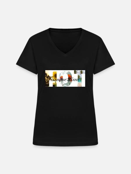 HOT Summertime - Frauen-T-Shirt mit V-Ausschnitt - Schwarz