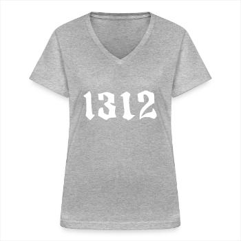 ACAB 1312 Cops - Frauen-T-Shirt mit V-Ausschnitt - Grau meliert - Vorne - Lela (165cm)