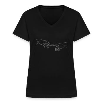 hand in hand - Women's V-neck T-shirt - black - Front - Lela (165cm)