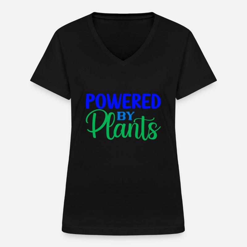 Powered by Plants - Women's V-neck T-shirt - black