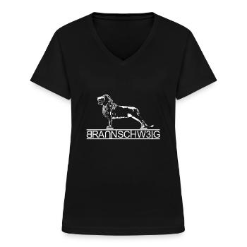 Braunschweig - Frauen-T-Shirt mit V-Ausschnitt - Schwarz - Vorne - Lela (165cm)