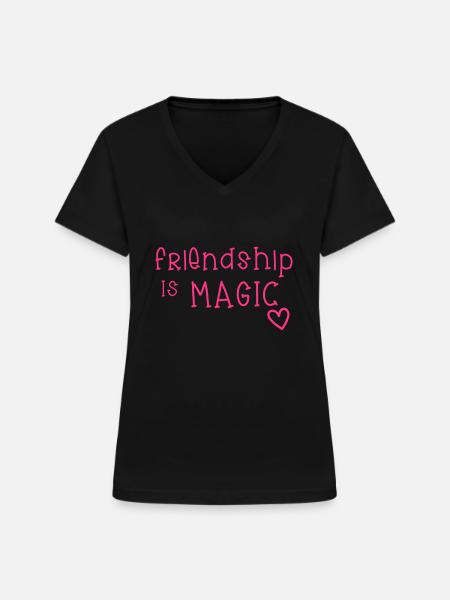 Friendship - Frauen-T-Shirt mit V-Ausschnitt - Schwarz