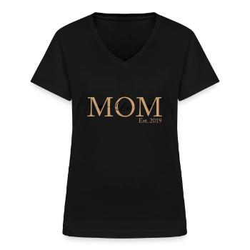 Mom - Frauen-T-Shirt mit V-Ausschnitt - Schwarz - Vorne - Lela (165cm)