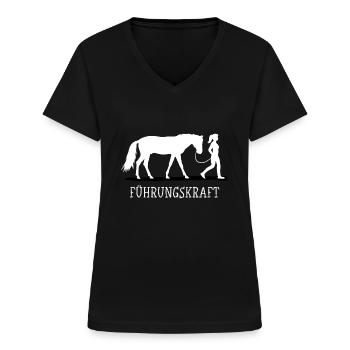 Führungskraft Pferd Pferde Spruch Reitersprüche - Frauen-T-Shirt mit V-Ausschnitt - Schwarz - Vorne - Lela (165cm)