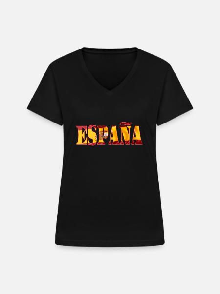 Spanien - Frauen-T-Shirt mit V-Ausschnitt - Schwarz