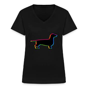 CMYK Dachshund - Women's V-neck T-shirt - black - Front - Lela (165cm)