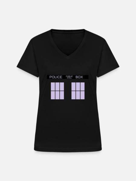 Tardis - Frauen-T-Shirt mit V-Ausschnitt - Schwarz