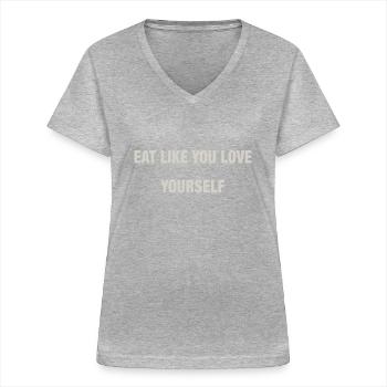 MANGER - T-shirt col V Femme - gris chiné - Devant - Lela (165cm)