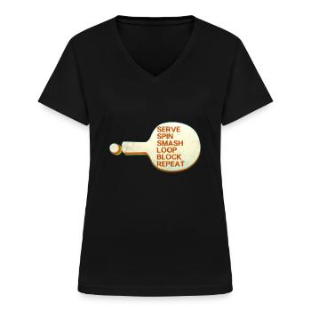 Table tennis - Women's V-neck T-shirt - black - Front - Lela (165cm)