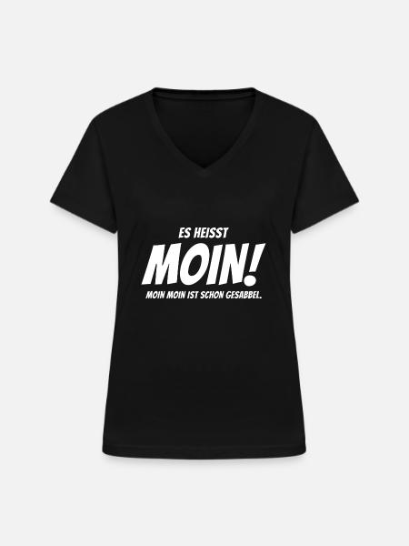 Moin - Frauen-T-Shirt mit V-Ausschnitt - Schwarz
