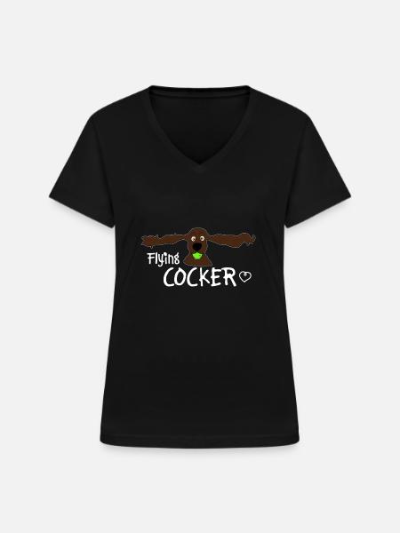 Cocker Spaniel - Frauen-T-Shirt mit V-Ausschnitt - Schwarz