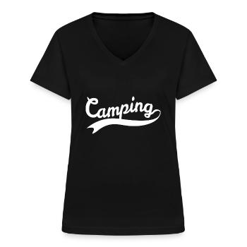 Camping Camping - T-shirt col V Femme - noir - Devant - Lela (165cm)