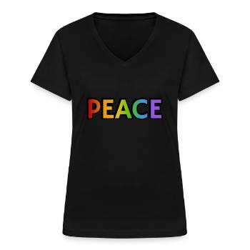Friedens-Regenbogen - Frauen-T-Shirt mit V-Ausschnitt - Schwarz - Vorne - Lela (165cm)