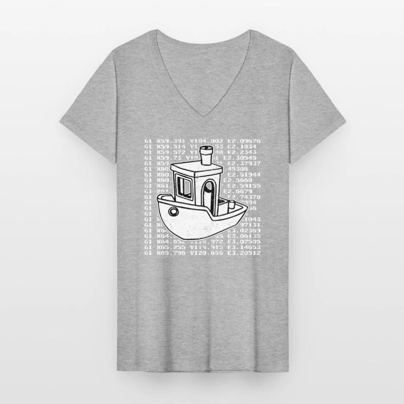 Benchy 3D gcode test hobby modeling Women's V-neck T-shirt