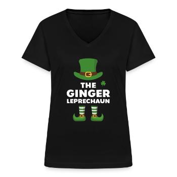 The Ginger Leprechaun - Women's V-neck T-shirt - black - Front - Lela (165cm)