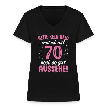 70. Geburtstag 70 Jahre Geburtstagsgeschenk Frauen - Frauen-T-Shirt mit V-Ausschnitt - Schwarz - Vorne - Lela (165cm)