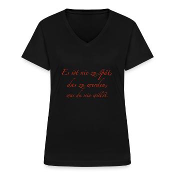 It's never too late - Women's V-neck T-shirt - black - Front - Lela (165cm)