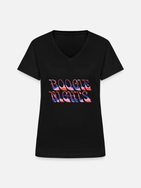boogie nights - Frauen-T-Shirt mit V-Ausschnitt - Schwarz