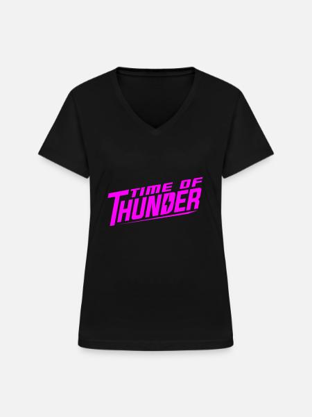PINK POWER - Frauen-T-Shirt mit V-Ausschnitt - Schwarz