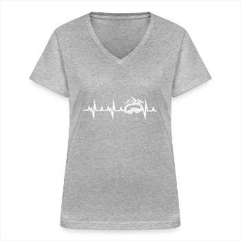 Snowboard Snowboarder - T-shirt col V Femme - gris chiné - Devant - Lela (165cm)