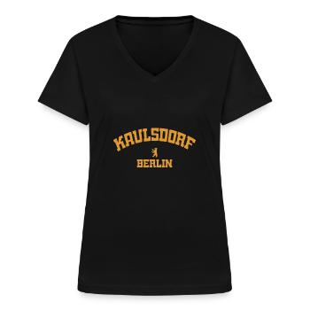 Kaulsdorf - Berlin - Deutschland - Germany - Frauen-T-Shirt mit V-Ausschnitt - Schwarz - Vorne - Lela (165cm)
