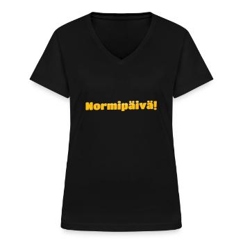 Seehecht, der Norm-Tag sagt - Frauen-T-Shirt mit V-Ausschnitt - Schwarz - Vorne - Lela (165cm)