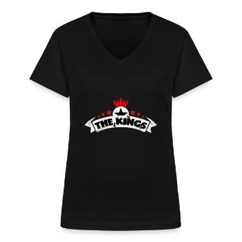 the kings wimion kroa - Frauen-T-Shirt mit V-Ausschnitt - Schwarz - Vorne - Lela (165cm)