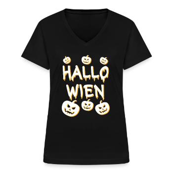 Hallo Wien Halloween Party Geschenk - Frauen-T-Shirt mit V-Ausschnitt - Schwarz - Vorne - Lela (165cm)