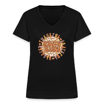 Certified Athletic Trainer Thanksgiving AT Gifts - Women's V-neck T-shirt - black - Front - Lela (165cm)