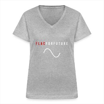 FLAC voor toekomstige audiofielen - Vrouwen T-shirt met V-hals - grijs gemêleerd - Voor - Lela (165cm)