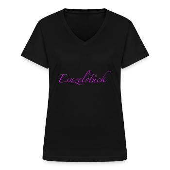Einzelstück pink - Frauen-T-Shirt mit V-Ausschnitt - Schwarz - Vorne - Lela (165cm)