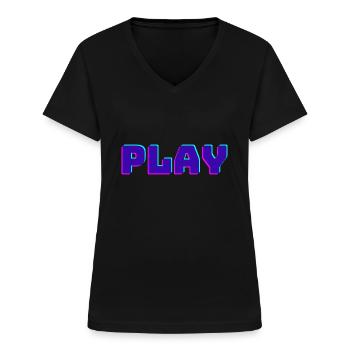 Play - Frauen-T-Shirt mit V-Ausschnitt - Schwarz - Vorne - Lela (165cm)