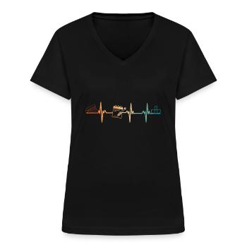 Herzschlag der Sekretärin - Frauen-T-Shirt mit V-Ausschnitt - Schwarz - Vorne - Lela (165cm)