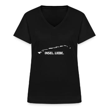 Insel. Liebe. - Frauen-T-Shirt mit V-Ausschnitt - Schwarz - Vorne - Lela (165cm)