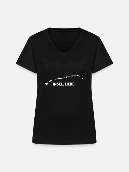 Insel. Liebe. - Frauen-T-Shirt mit V-Ausschnitt - Schwarz
