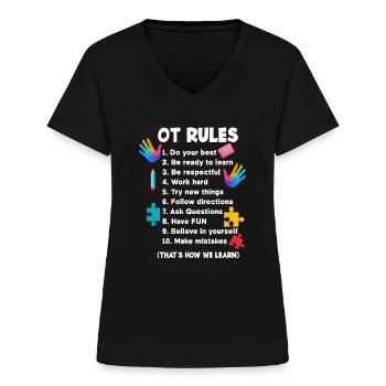 Ergotherapie Ergotherapeutin Ergotherapeut - Frauen-T-Shirt mit V-Ausschnitt - Schwarz - Vorne - Lela (165cm)