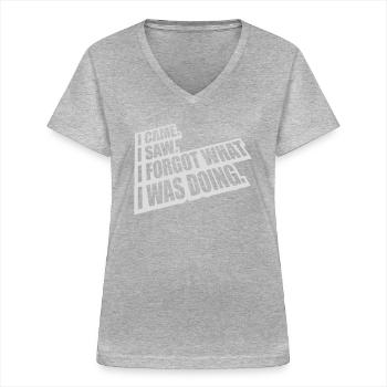 Je suis venu voir oublier - T-shirt col V Femme - gris chiné - Devant - Lela (165cm)
