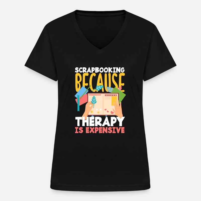 memory book scrapbook scrapbook - Women's V-neck T-shirt - black