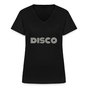 Disco - Frauen-T-Shirt mit V-Ausschnitt - Schwarz - Vorne - Lela (165cm)