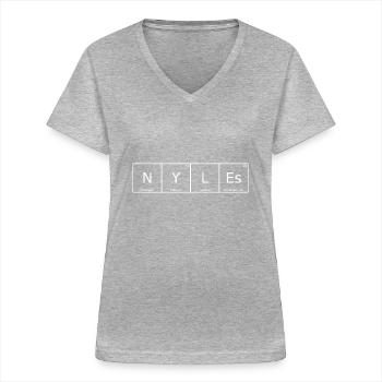 Nyles Name Vorname Chemie Periodensystem Elemente - Frauen-T-Shirt mit V-Ausschnitt - Grau meliert - Vorne - Lela (165cm)