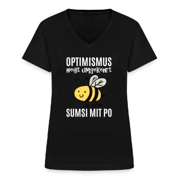 Sumsi Mit Po - Frauen-T-Shirt mit V-Ausschnitt - Schwarz - Vorne - Lela (165cm)