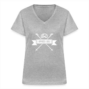 Après ski - T-shirt col V Femme - gris chiné - Devant - Lela (165cm)
