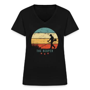 THE REAPER grunge The Grim Reaper disant Motorsense - T-shirt col V Femme - noir - Devant - Lela (165cm)