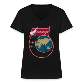 original Russian - Women's V-neck T-shirt - black - Front - Lela (165cm)